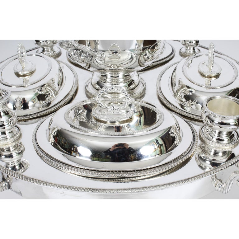 Vintage English Silver Plated Lazy Susan Serving Tray 20th C at 1stDibs