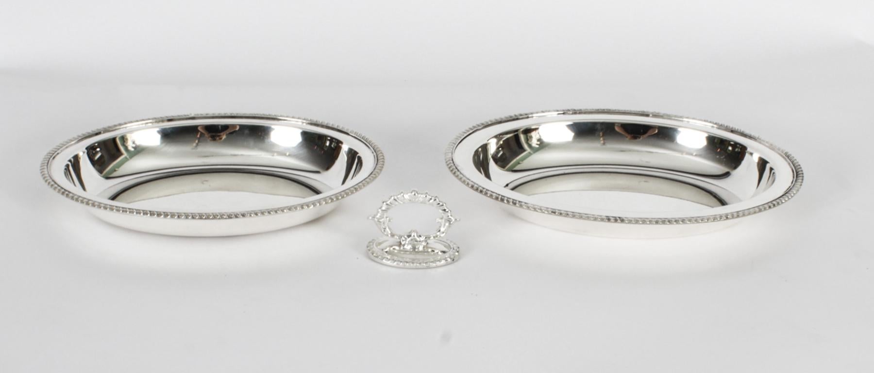 Vintage English Silver Plated Lazy Susan Serving Tray 20th C 2