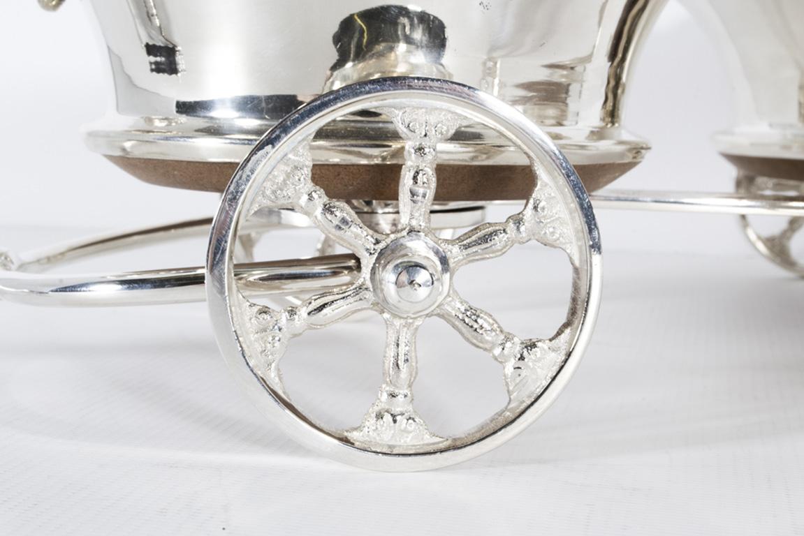 Vintage English Silver Plated Triple Drinks Cart Coaster, 20th Century 12