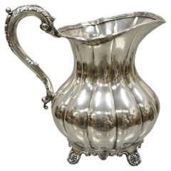 Vintage English Silver Plated Victorian Water Pitcher Raised on Feet