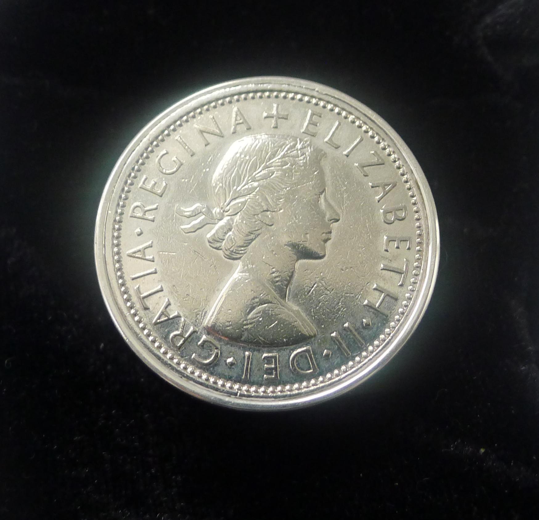 British Vintage English Silver Two Shilling Coin Pill Box by Asprey, London For Sale