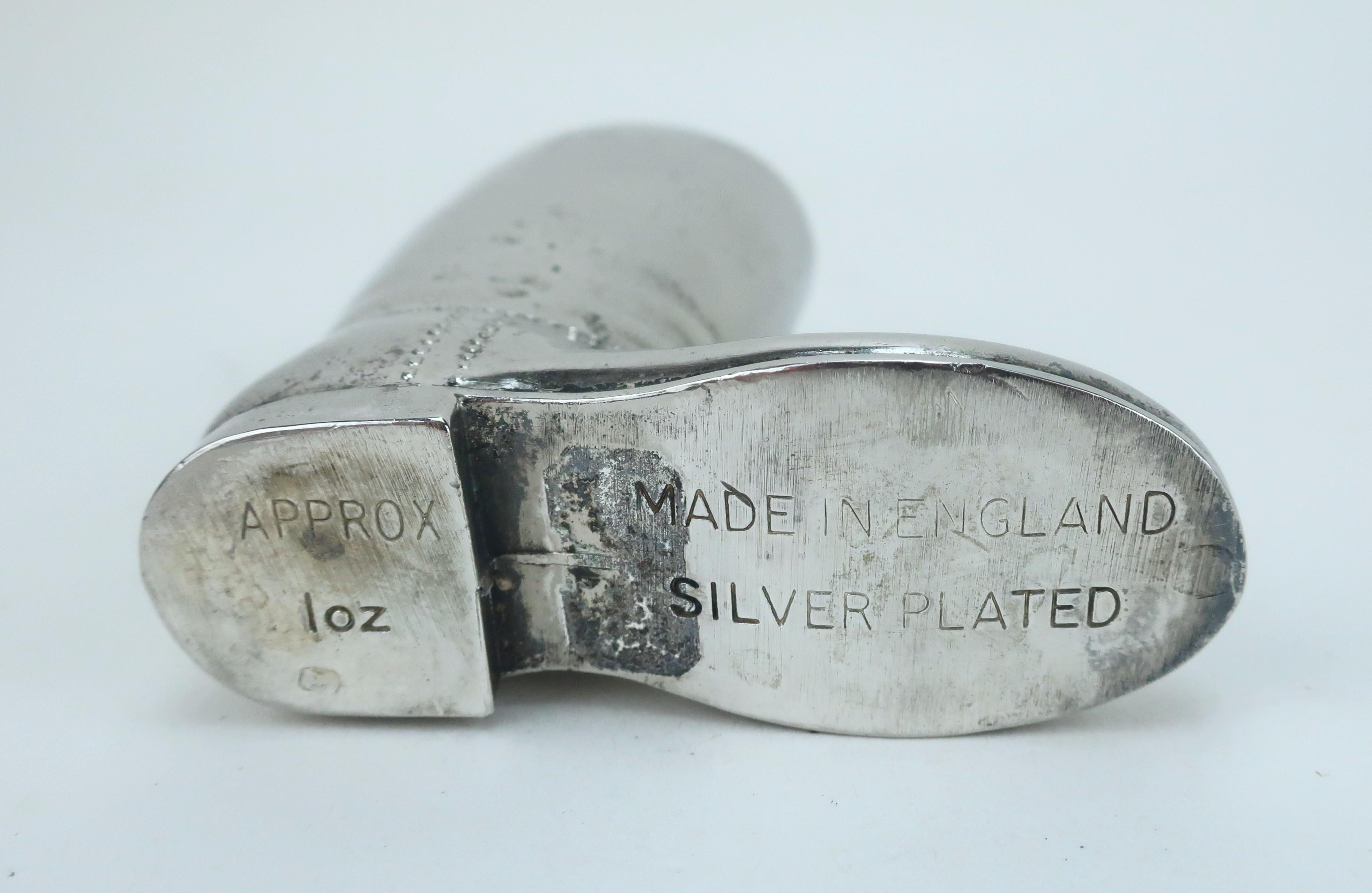 Vintage English Silverplate Boot Shot Glass Barware 7
