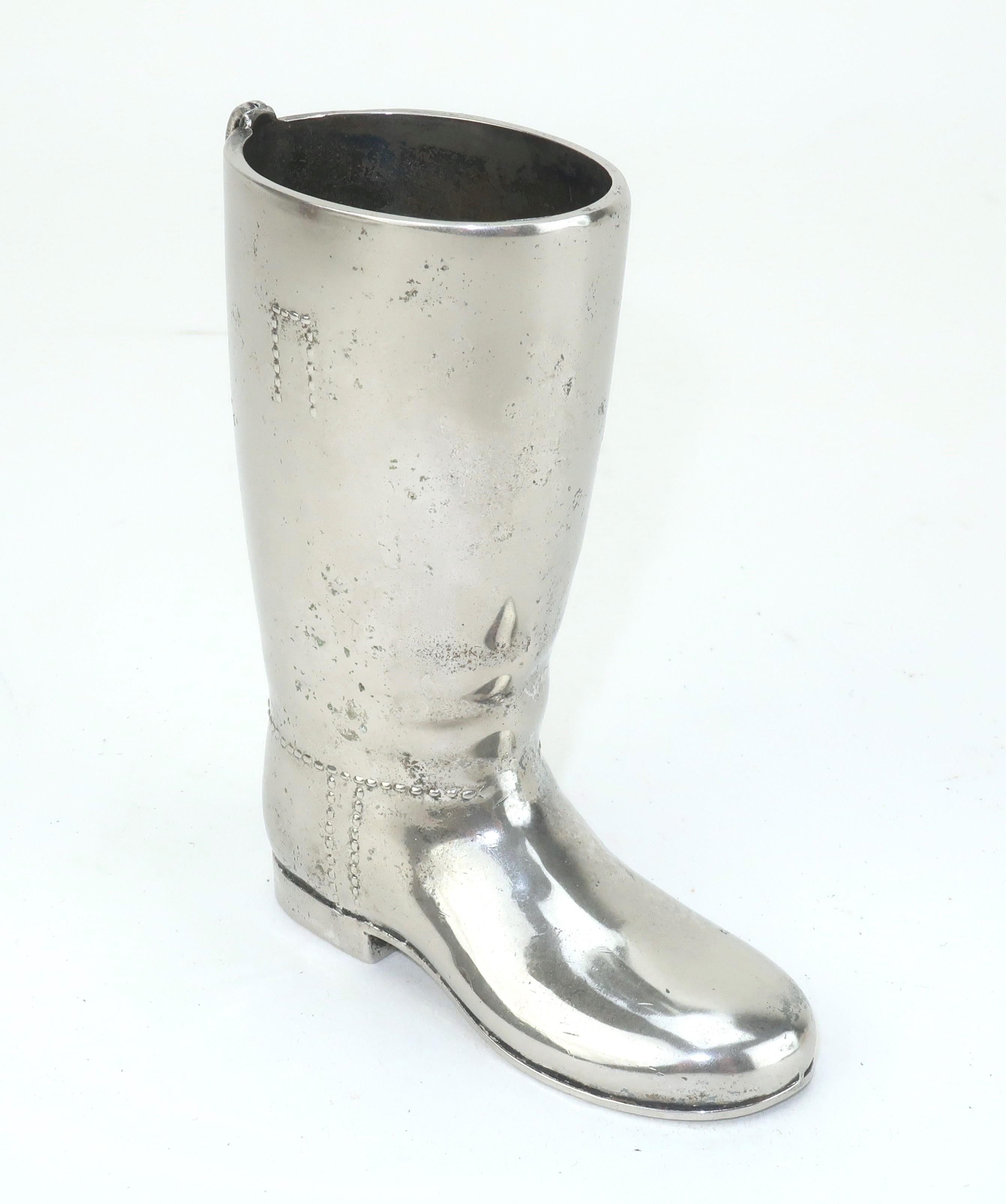 Gray Vintage English Silverplate Boot Shot Glass Barware
