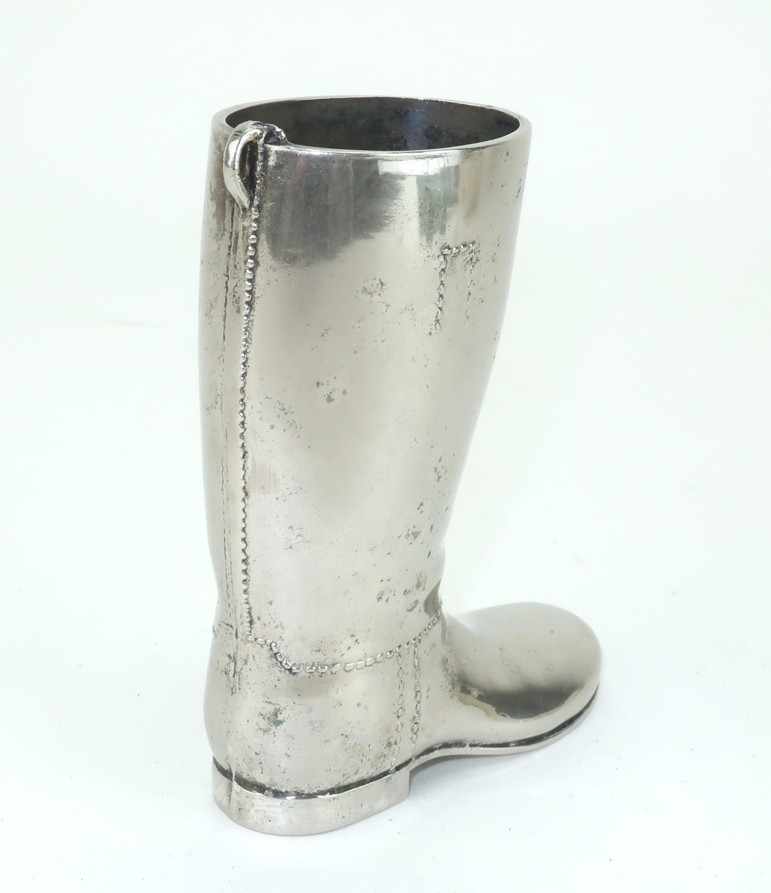 Women's or Men's Vintage English Silverplate Boot Shot Glass Barware