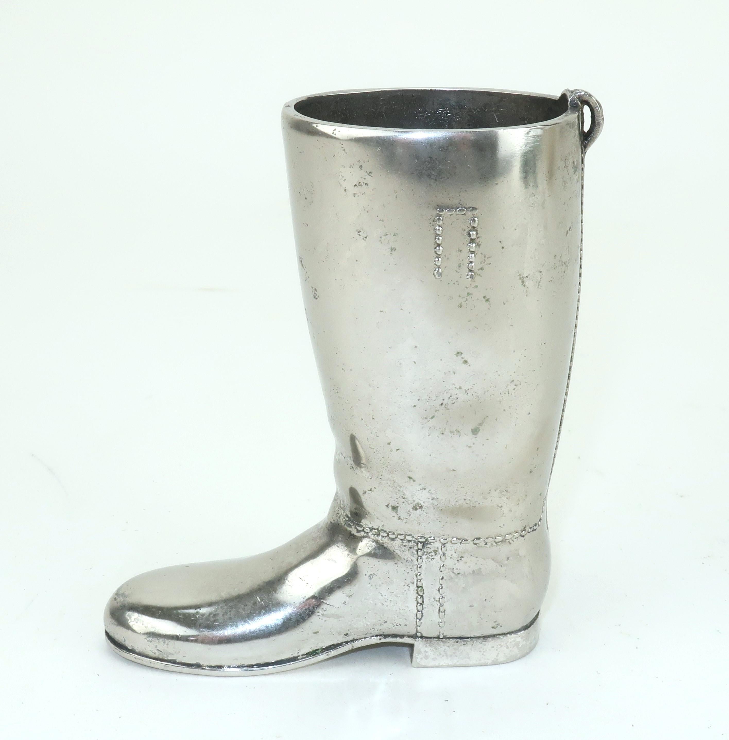 Vintage English Silverplate Boot Shot Glass Barware 2