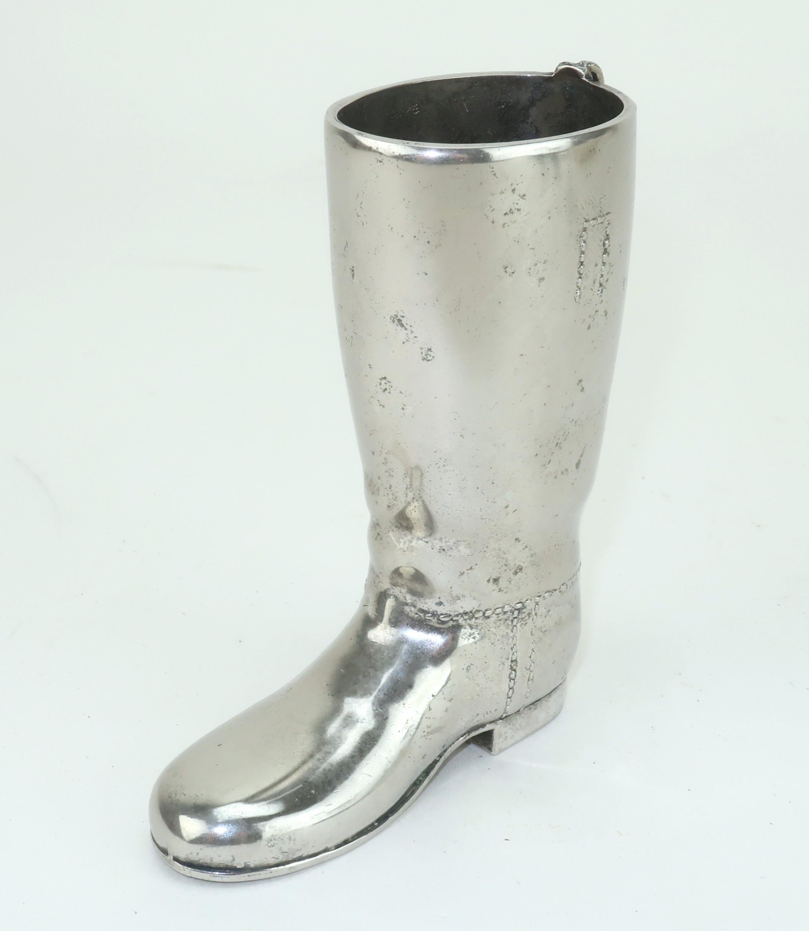 Vintage English Silverplate Boot Shot Glass Barware 3