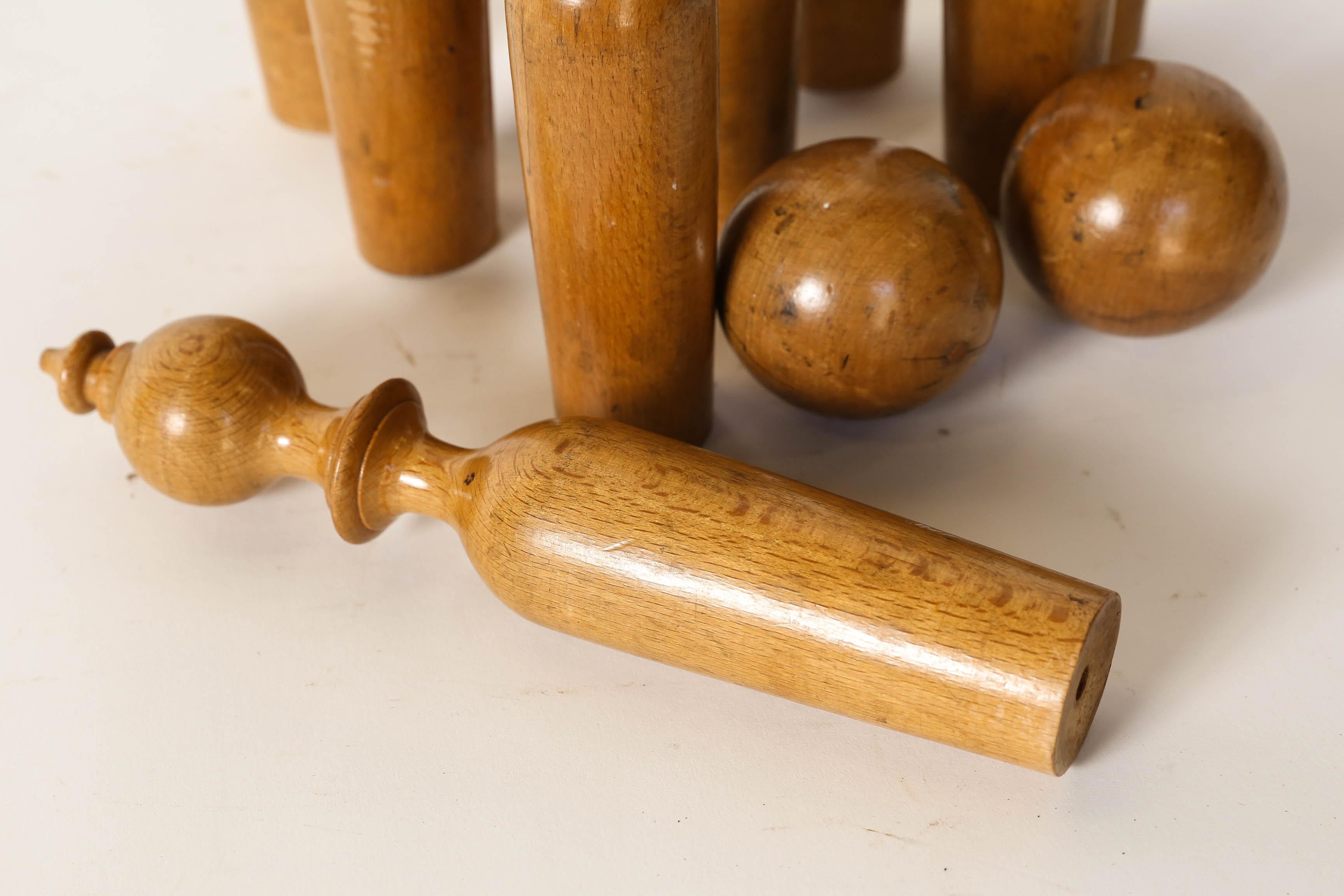 Wood Vintage English Skittles Set
