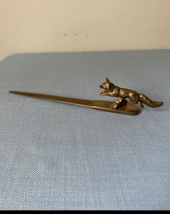 Vintage English Solid Brass Fox Letter Opener