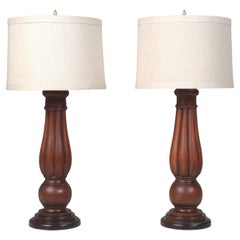 Vintage English Solid Mahogany Table Lamps Restored