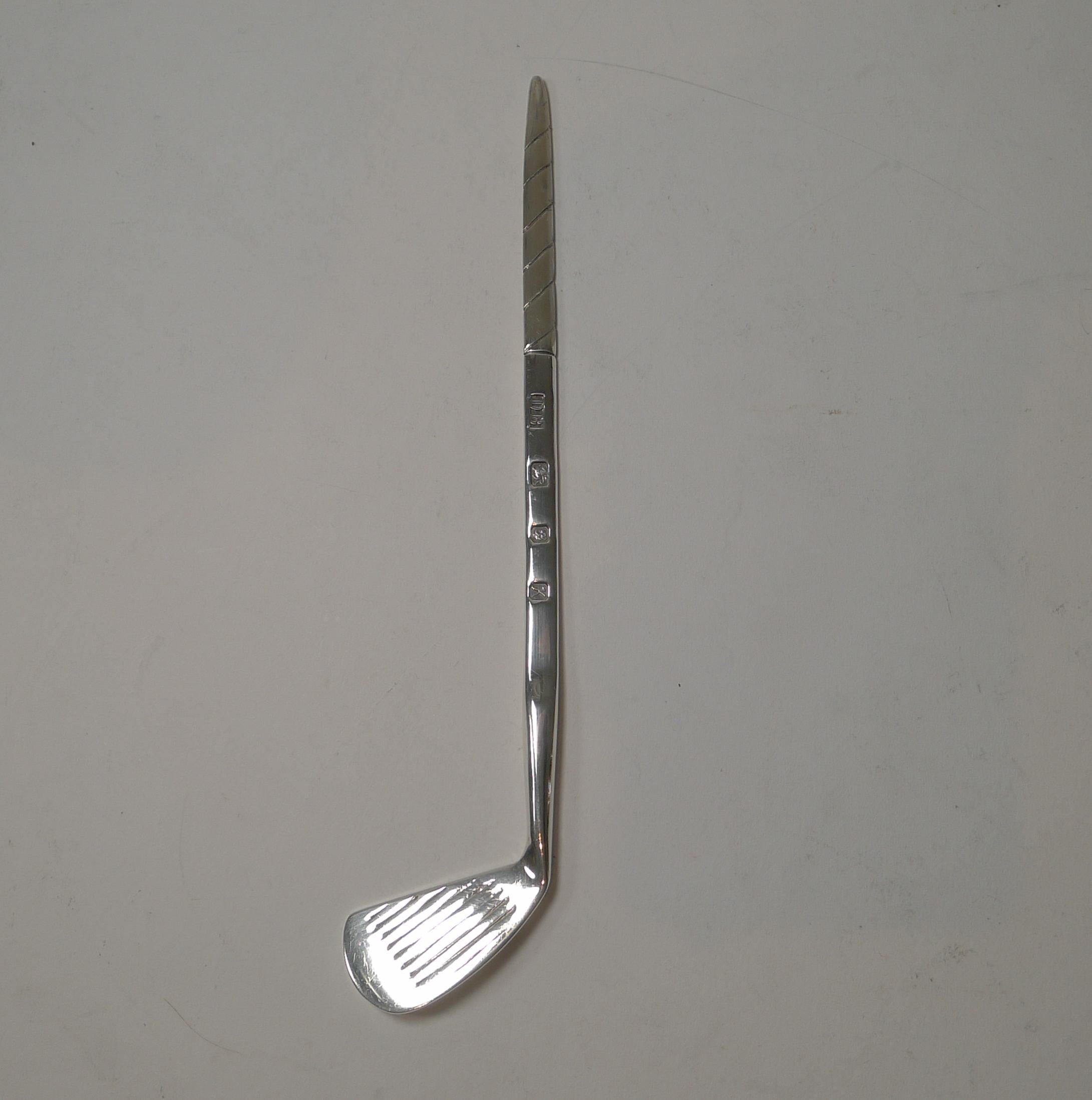 Englischer Briefffner aus massivem Silber fr den Golfschlger, London 1984 im Zustand „Gut“ in Bath, GB