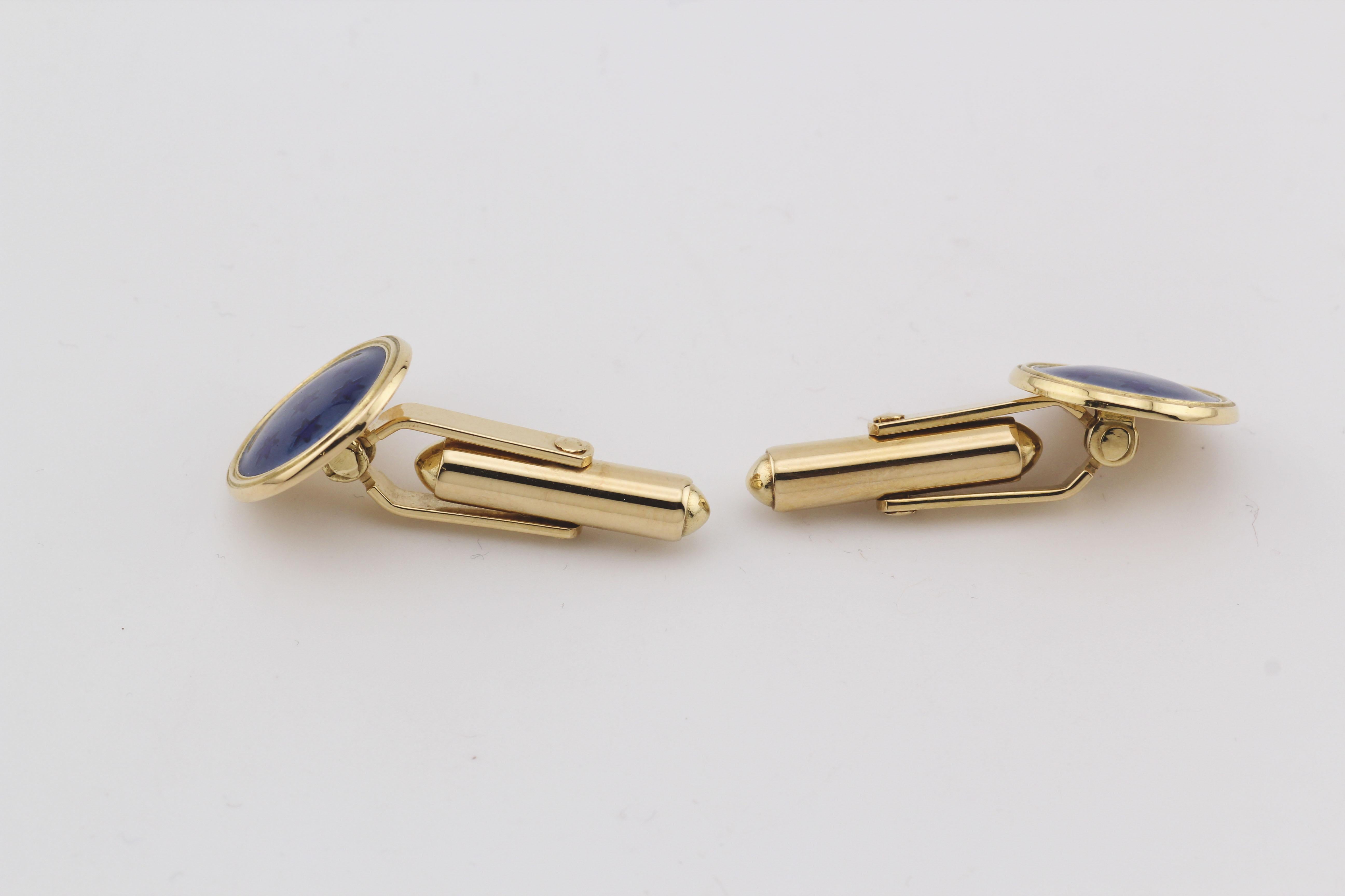 Manschettenknöpfe mit englischem Davidstern aus 18 Karat Gelbgold mit Emaille und Emaille Herren im Angebot