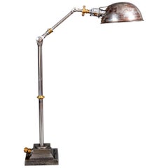 Antique English Steel Work Desk Lamp