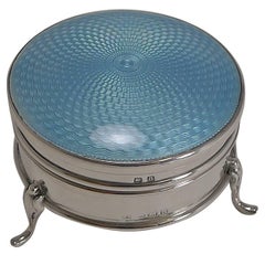 Vintage English Sterling Silver and Guilloche Enamel Jewelry Box