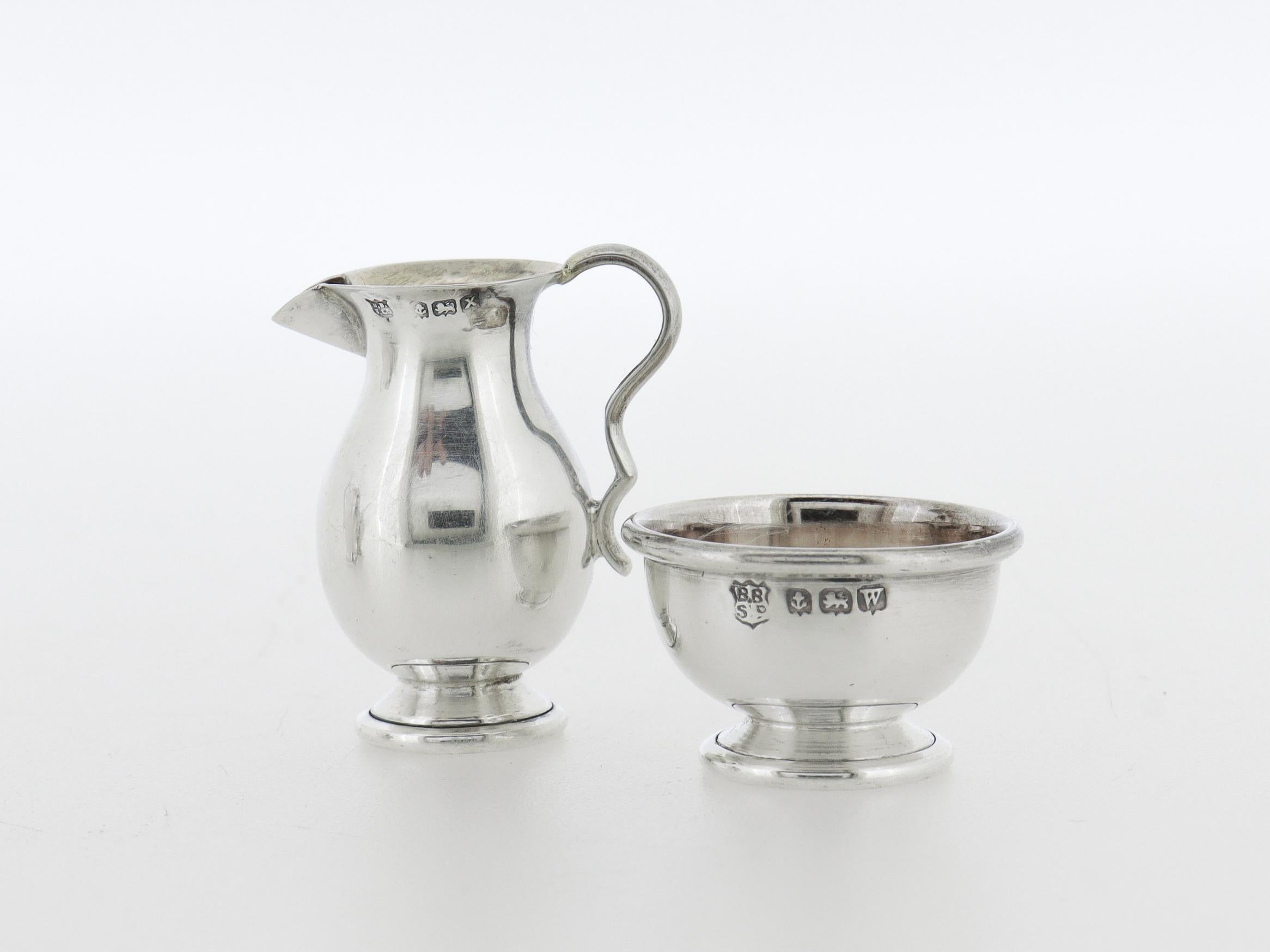 Set da tè in miniatura della casa delle bambole inglese vintage in argento sterling di Barker Brothers in vendita 10