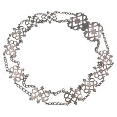 Cintura a maglie in argento sterling inglese d'epoca