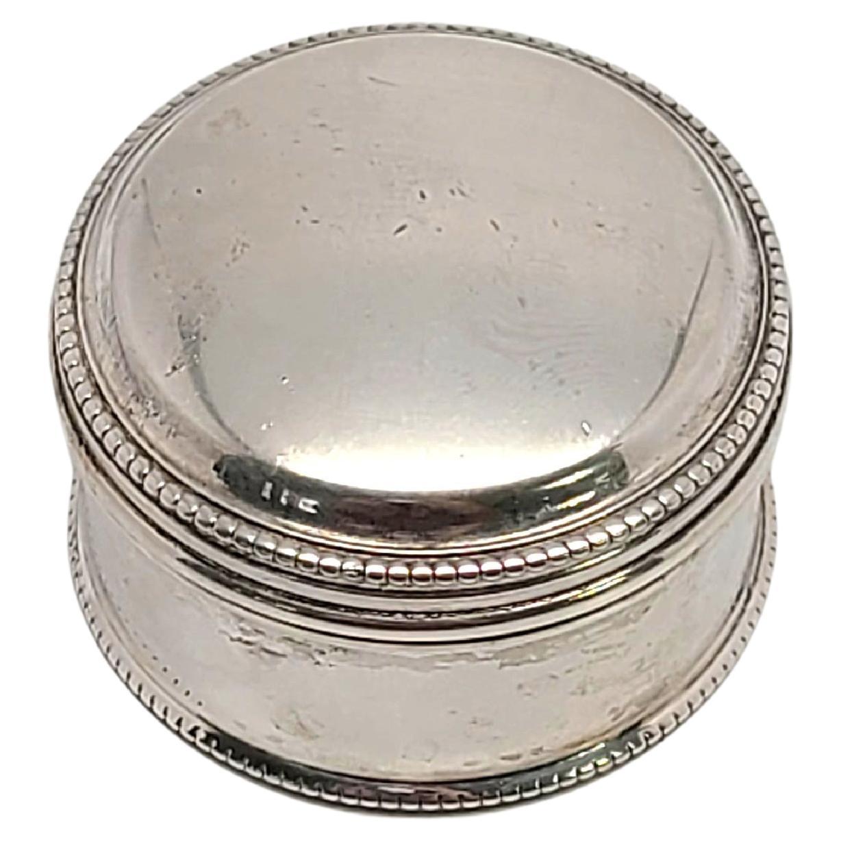 English Sterling Silver Round Pill Box