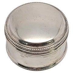 Vintage English Sterling Silver Round Pill Box
