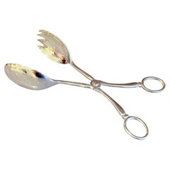 Vintage English Sterling Silver Salad Serving Tongs by EANSA – Elegant Mid-Centu