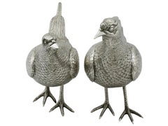 Vintage English Sterling Silver Table Pheasants