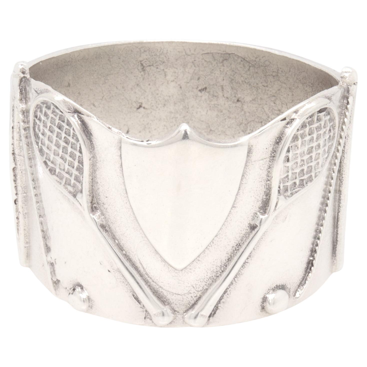 Vintage English Sterling Silver Tennis-Thema Figural Serviettenring im Angebot