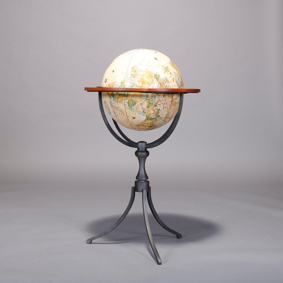 Wood Vintage English Style Old World Globe on Stand, 20th Century