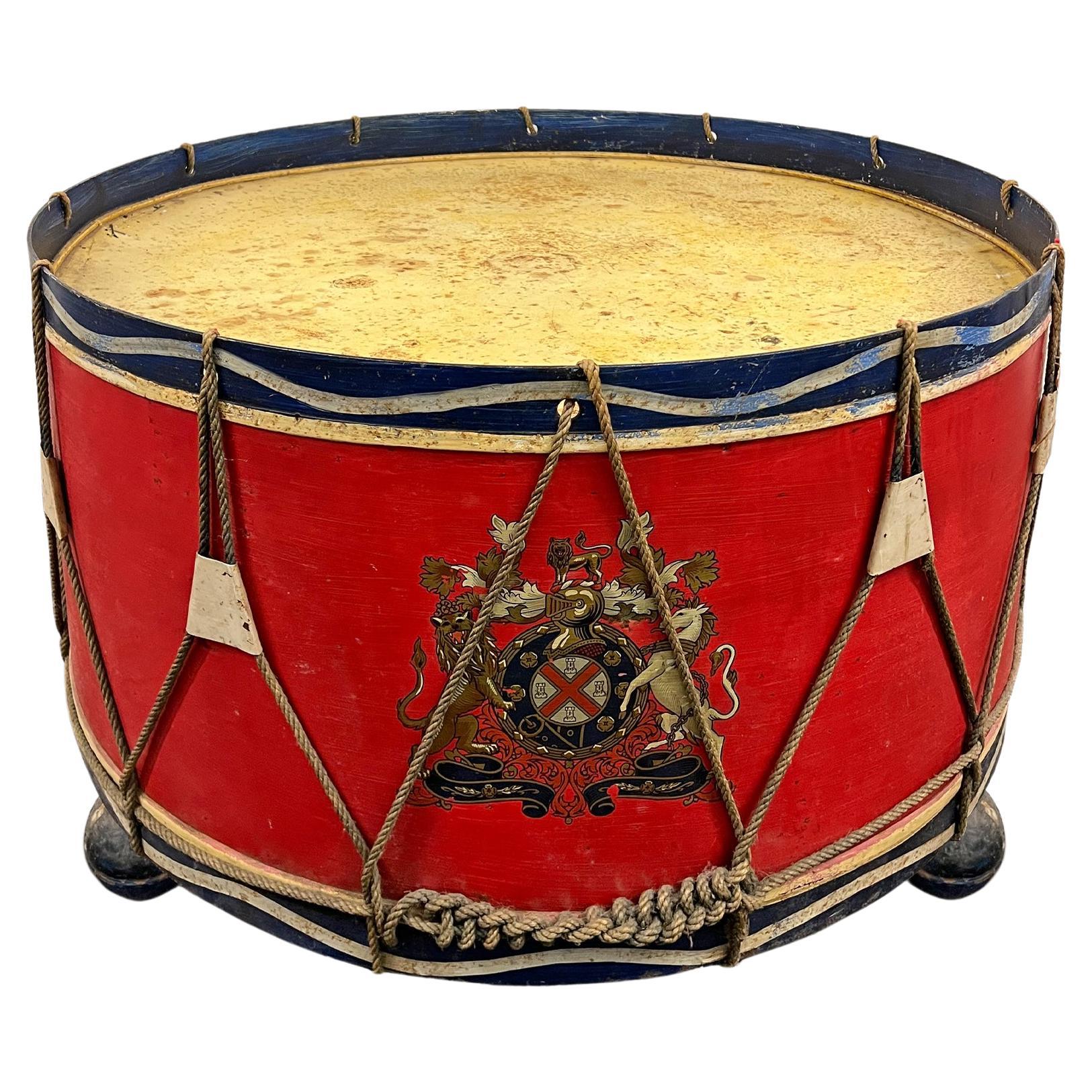 Vintage English Tole Drum Table For Sale