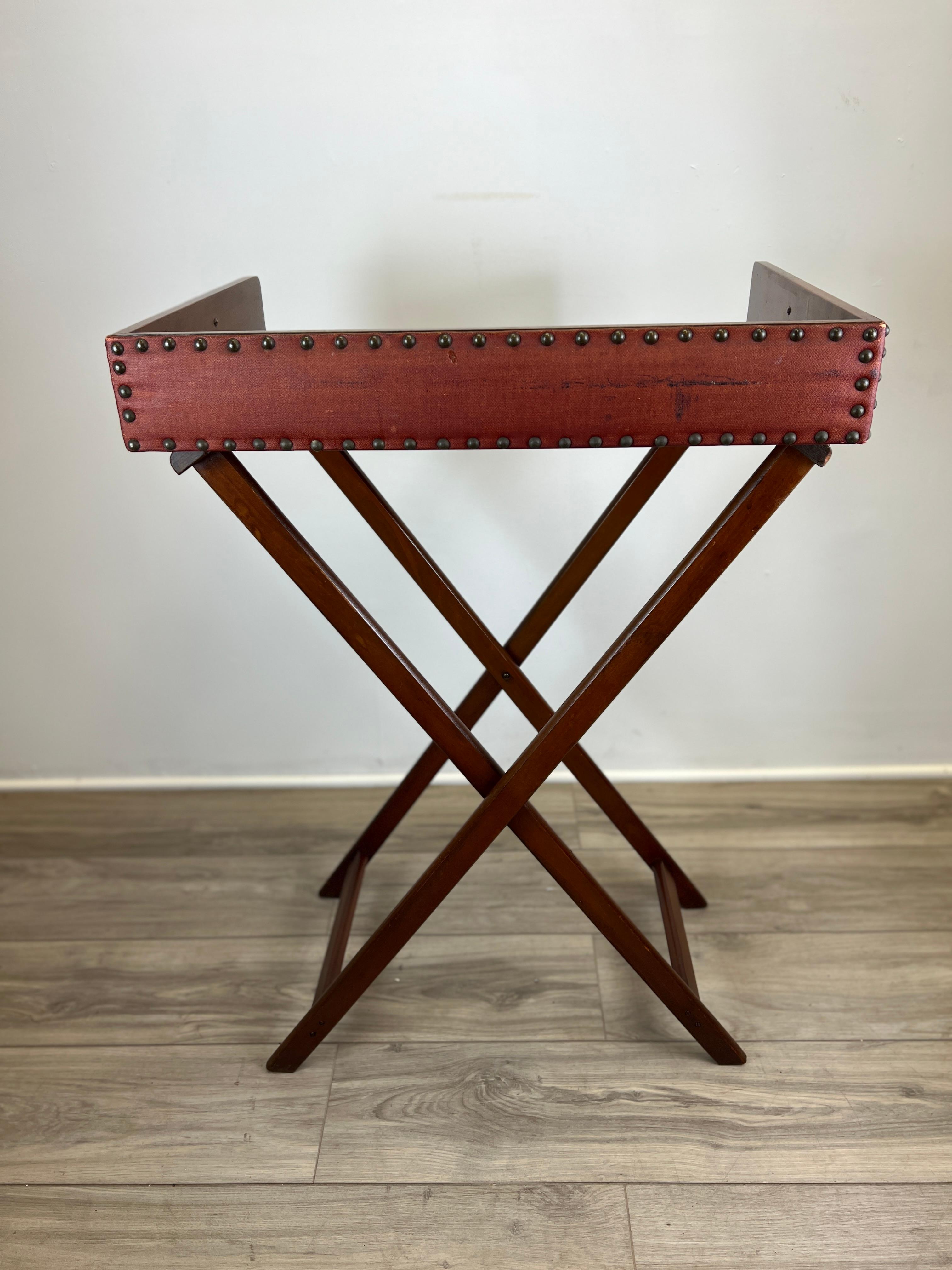 Hand-Crafted Vintage English Tray Table on Stand 