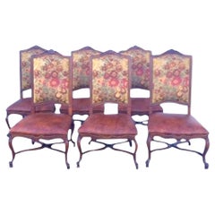 Retro English Tudor Dining Chairs, Set of 6