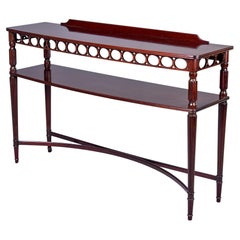 Vintage English Two Tier Mahogany Console with Open Work Apron