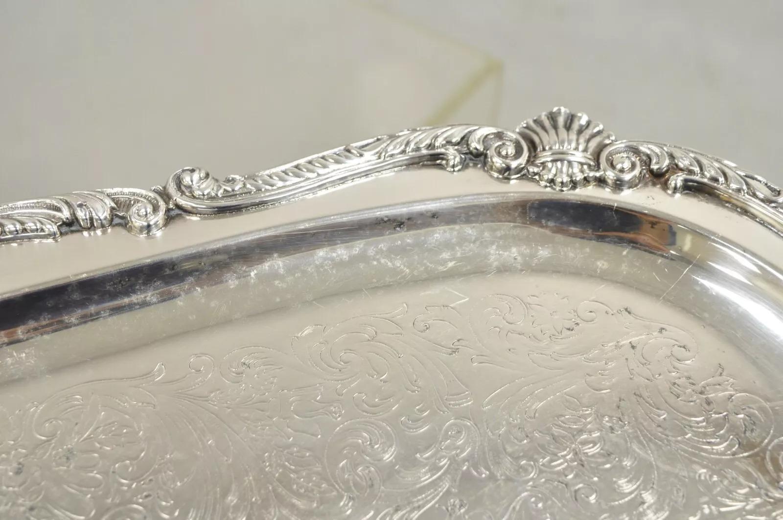 Vintage English Victorian BSC Silver Plater Twin Handle Serving Platter Tray For Sale 6