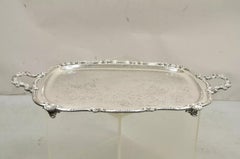 Vintage English Victorian BSC Silver Plater Twin Handle Serving Platter Tray