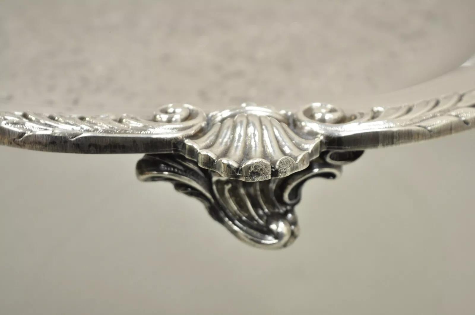 Vintage English Victorian BSC Silver Plater Twin Handle Serving Platter Tray For Sale 4