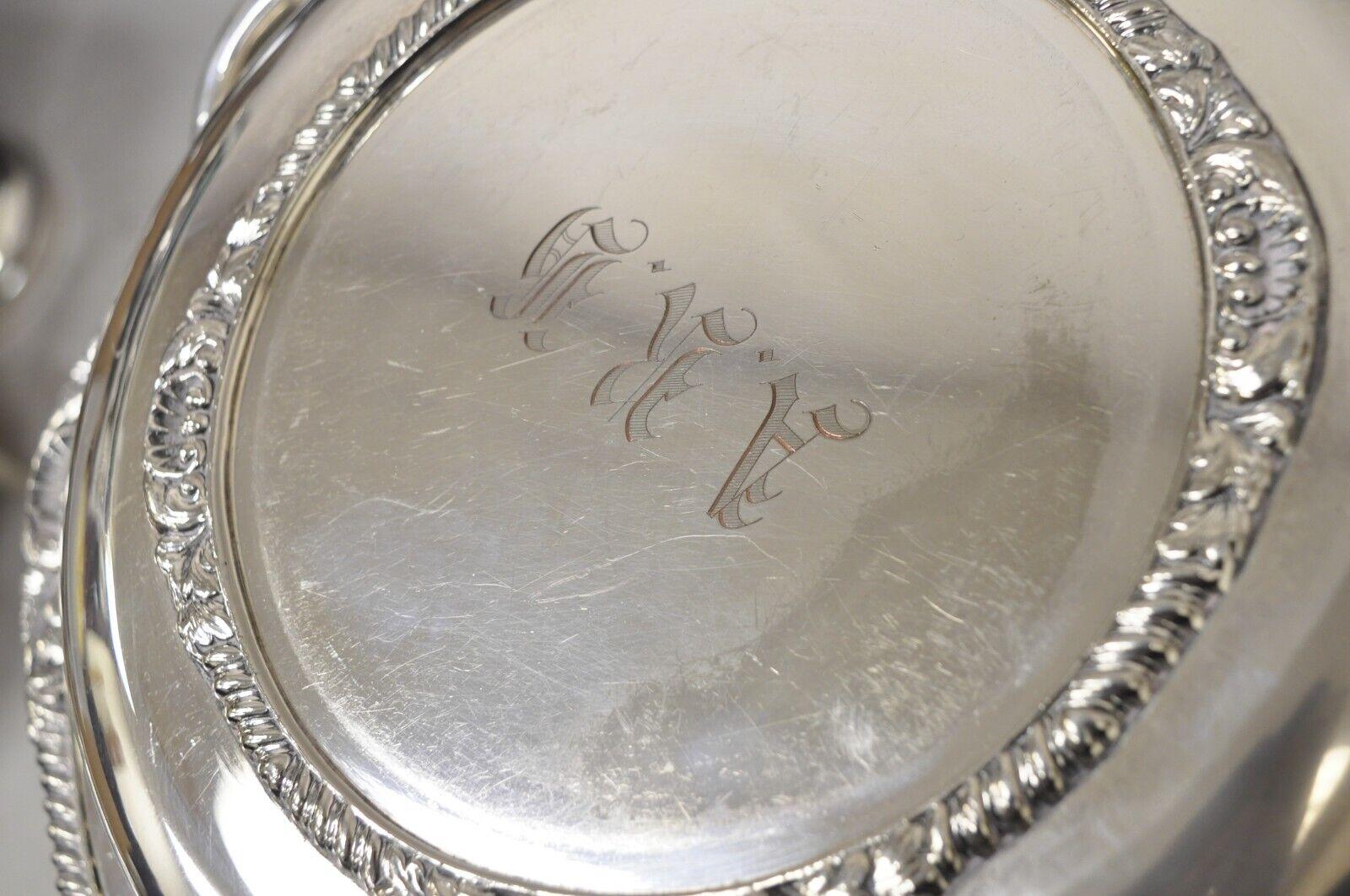 Vintage English Victorian EPC Silver Plated Lidded Dome Serving Platter Engraved For Sale 6
