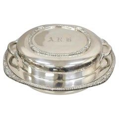 Vintage English Victorian EPC Silver Plated Lidded Dome Servierplatte graviert