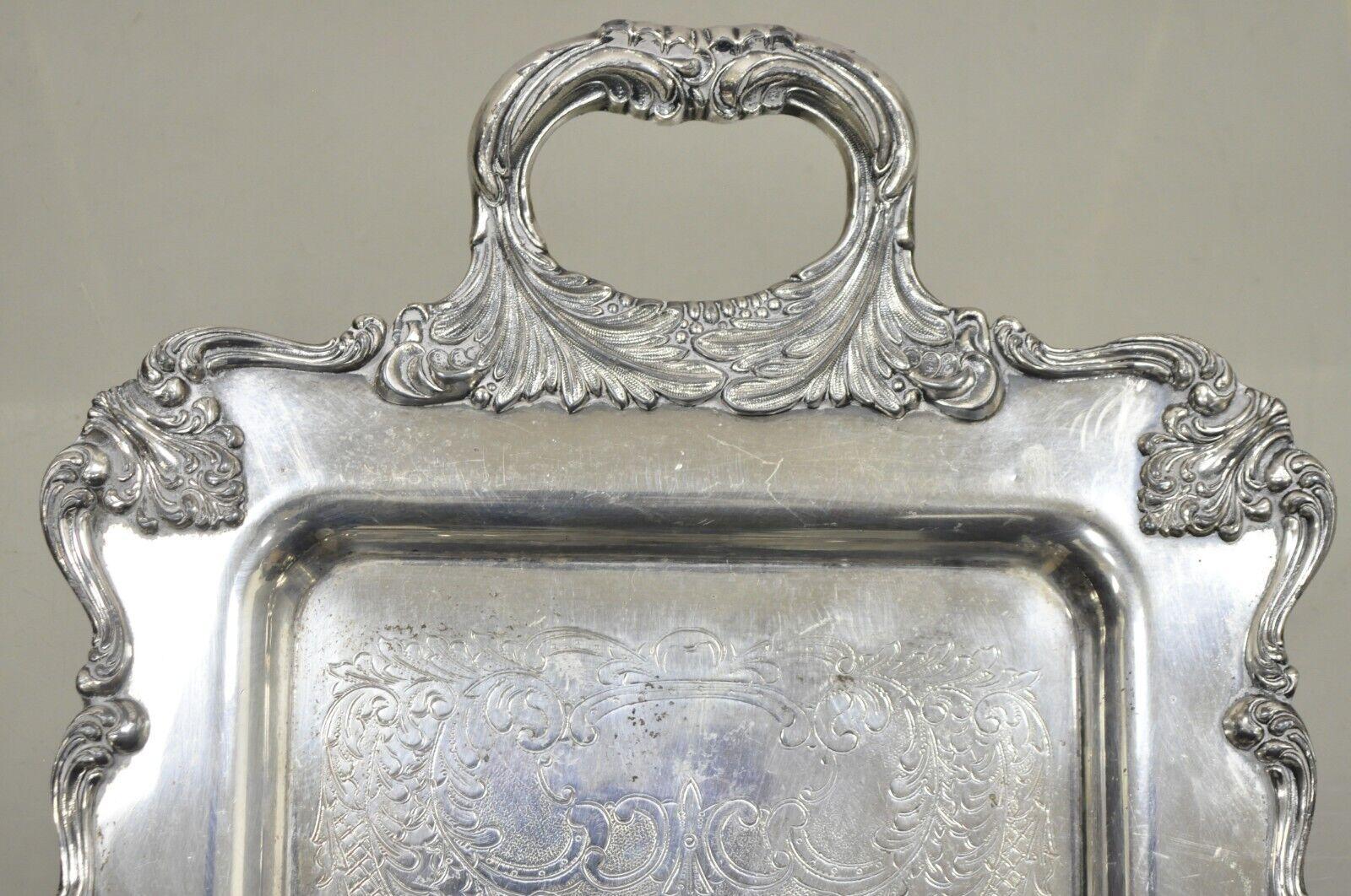 Vintage English Victorian Narrow Silver Plate Twin Handle Serving Platter Tray For Sale 6