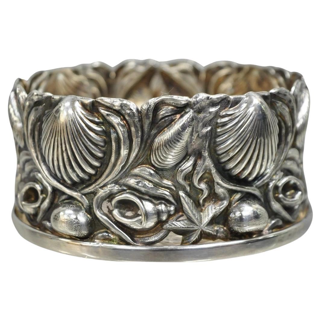 Vintage English Victorian Nautical Seashell Versilbert Weinflasche Untersetzer im Angebot