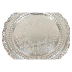 Vintage English Victorian Reticulated Pierced Gallery 12.5" Round Platter Tray