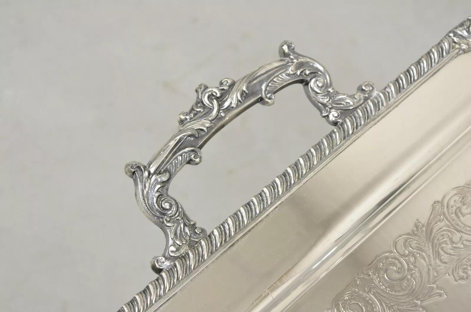 Englisches viktorianisches versilbertes Serviertablett aus Silber auf Kupfer versilbert (Viktorianisch) im Angebot