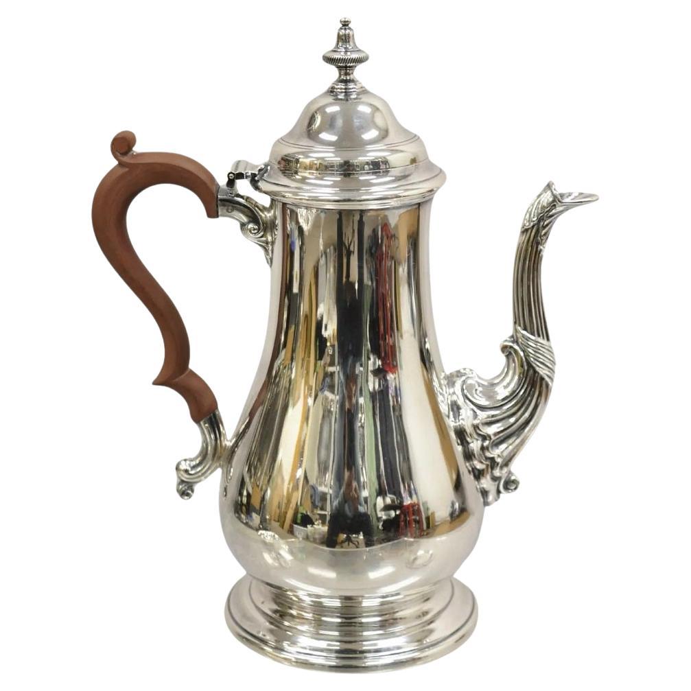 Vintage English Victorian Silver Plated Coffee Pot Tea Pot w/ Wooden Handle (caffettiera e teiera con manico in legno)