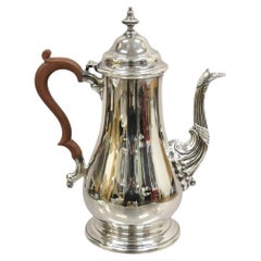Vintage English Victorian Silver Plated Coffee Pot Tea Pot w/ Wooden Handle