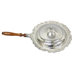 Vintage English Victorian Silver Plated Covered Chafing Dish Serving Platter