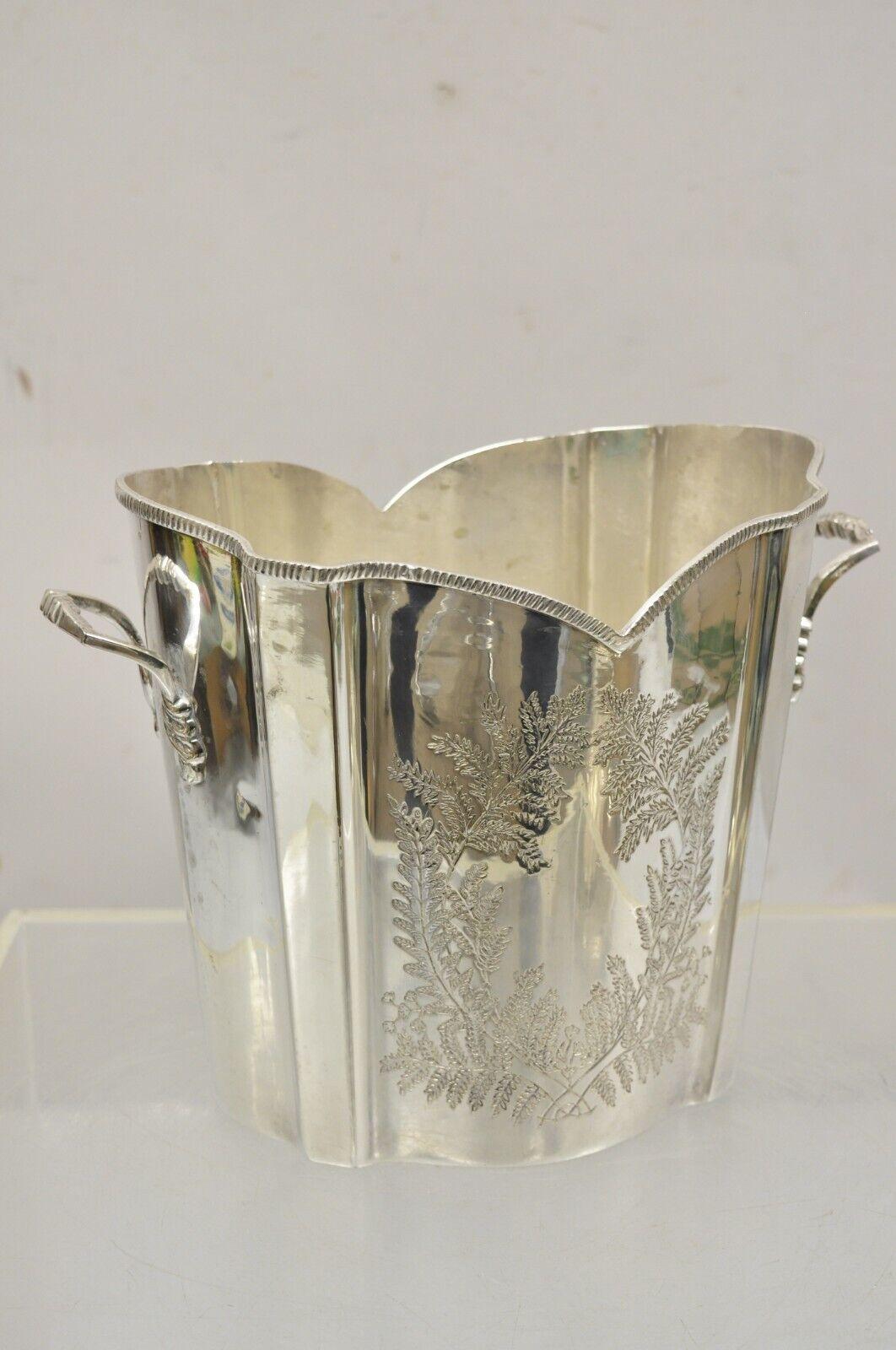 Vintage English Victorian Silver Plated Fluted Champagne Chiller Ice Bucket 8