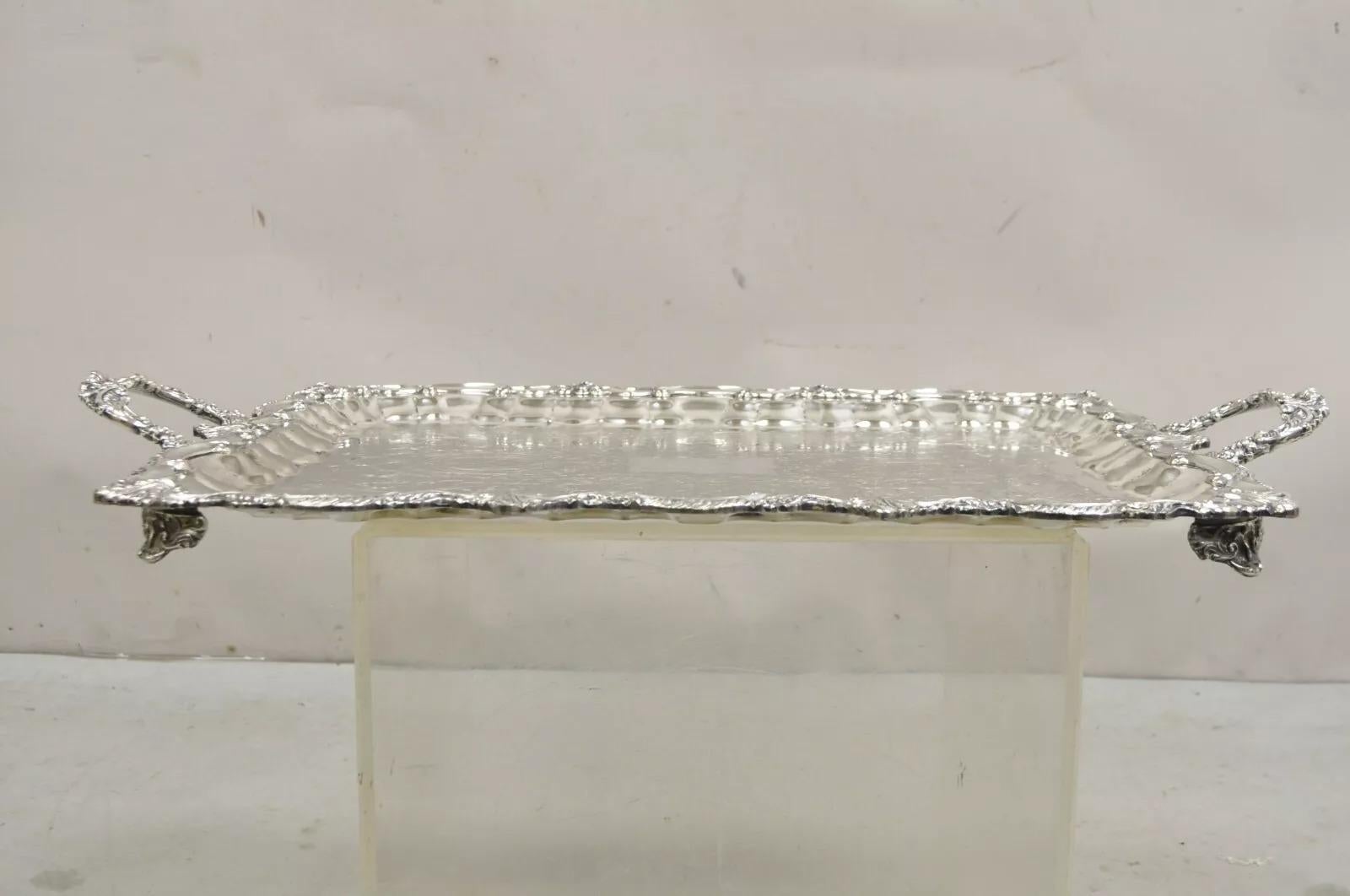 Bandeja de servir con dos asas, vintage, inglesa, victoriana y plateada Victoriano en venta