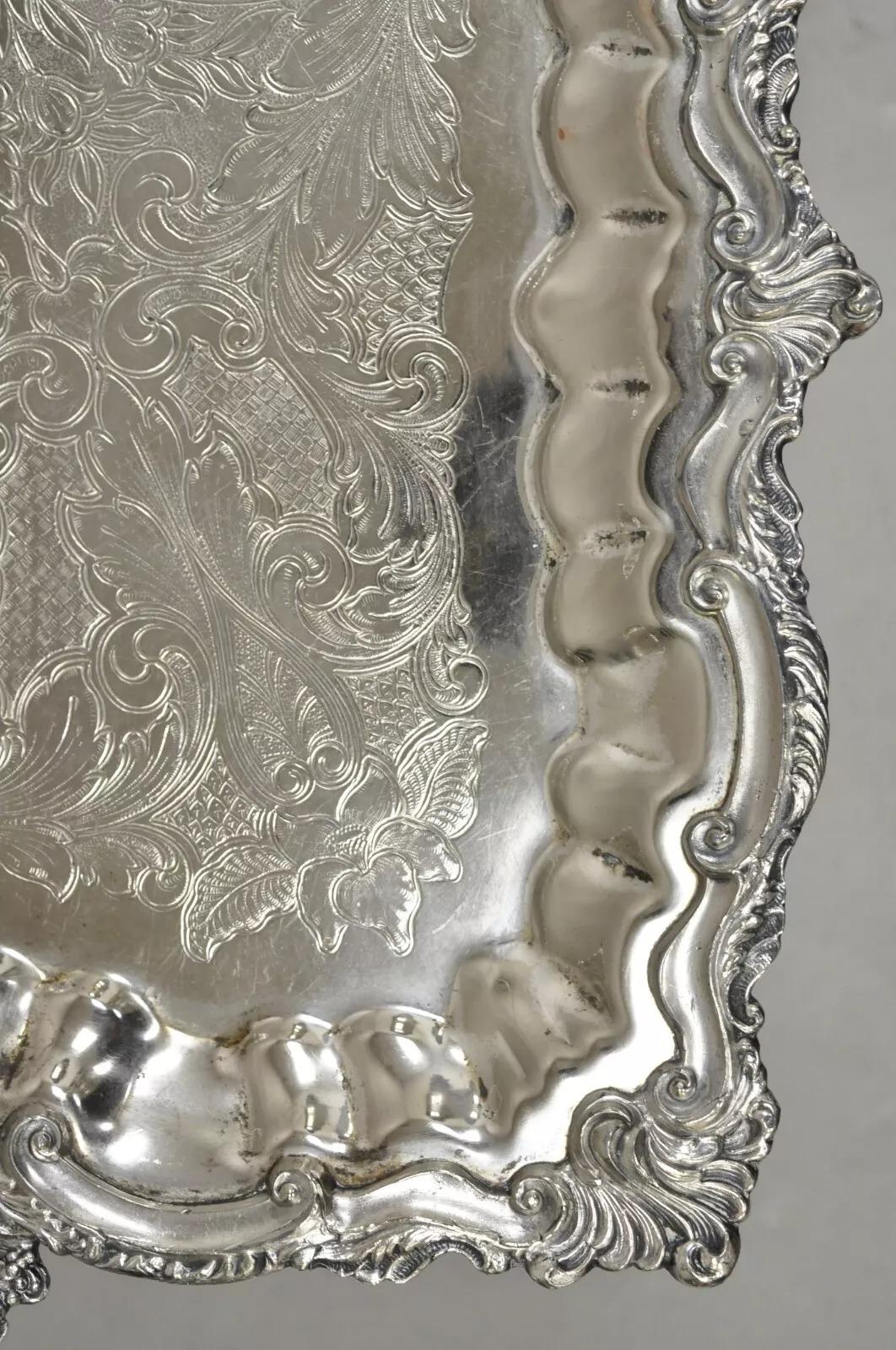Bandeja de servir con dos asas, vintage, inglesa, victoriana y plateada Chapado en plata en venta