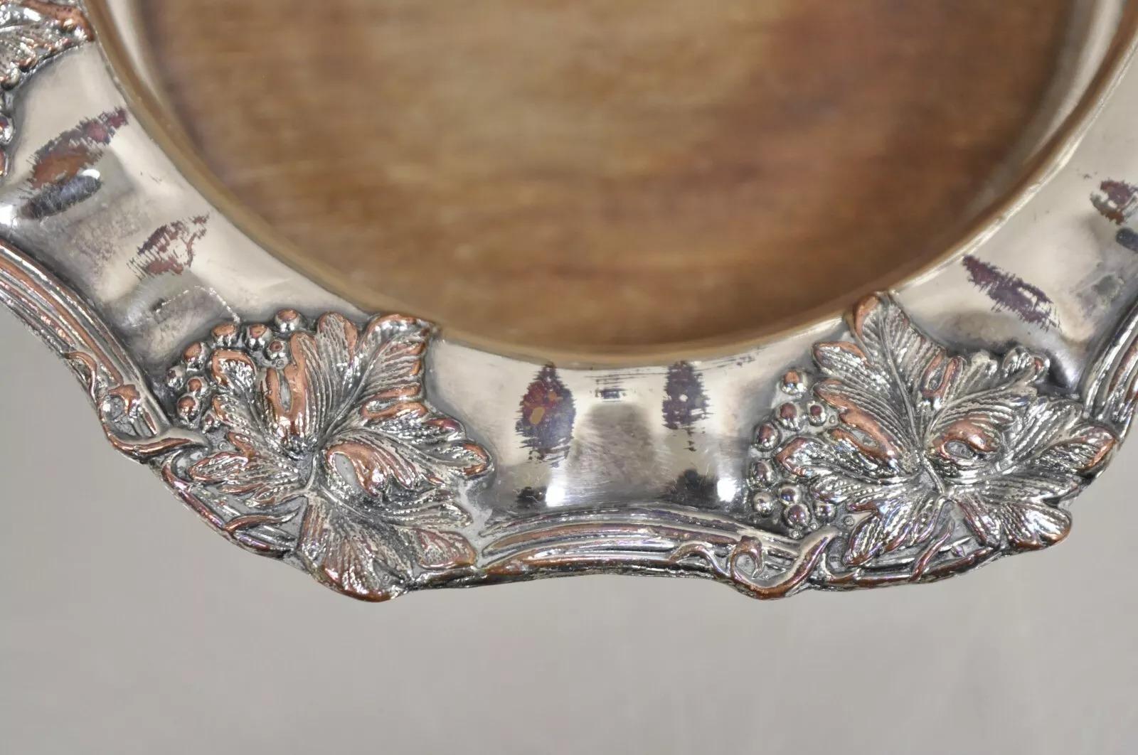 Vintage English Victorian Silver Plated Repousse Wine Coasters - a Pair For Sale 2