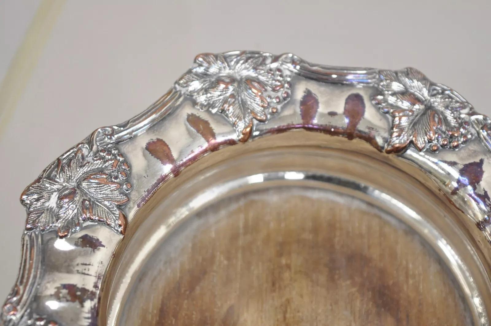 Vintage English Victorian Silver Plated Repousse Wine Coasters - a Pair For Sale 3