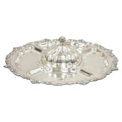 Vintage English Victorian Silver Plated Revolving Vegetable Serving Platter Tray