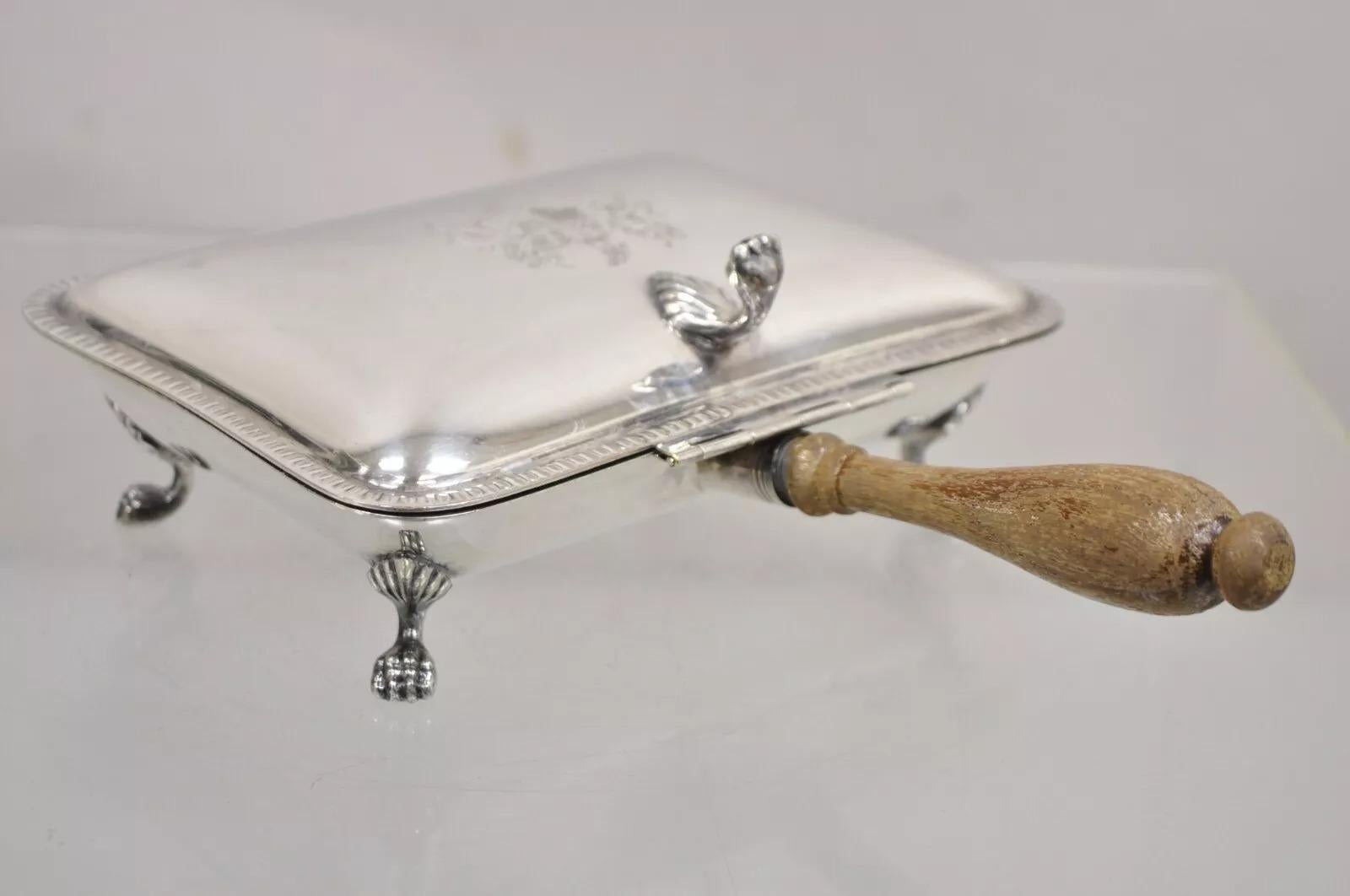 Vintage English Victorian Silver Plated Silent Butler Krümelfänger im Angebot 4