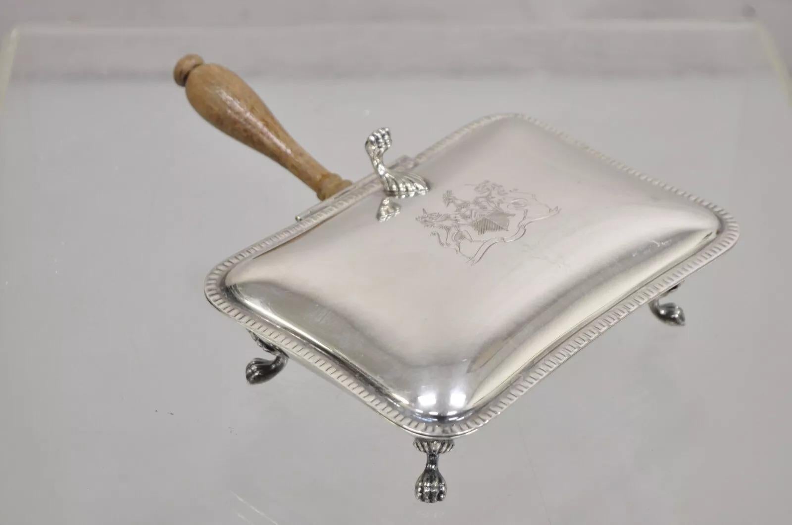 Vintage English Victorian Silver Plated Silent Butler Krümelfänger im Angebot 6