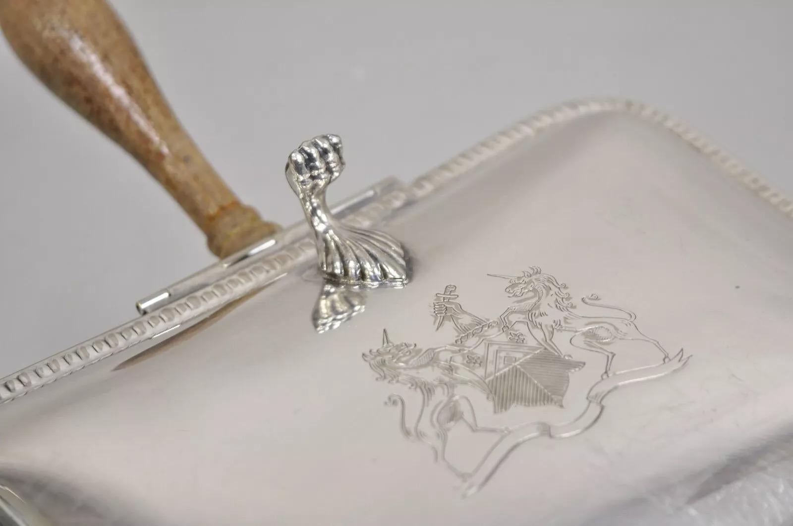 Vintage English Victorian Silver Plated Silent Butler Krümelfänger im Angebot 1